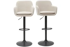 Miliboo Barhocker höhenverstellbar beiger Stoff mit Samteffekt und Metall (2er-Set) AMIKA* Barhocker