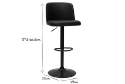 Miliboo Barhocker höhenverstellbar schwarzes Polyurethan und schwarzes Metall (2er-Set) MONTI* Barhocker