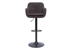 Miliboo Barhocker höhenverstellbar Stoff mit Samteffekt dunkelgrau (2er-Set) AMIKA* Barhocker