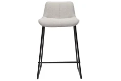 Miliboo Barhocker in beigem Stoff mit Samteffekt und Metall H65 cm (2er-Set) BOOST* Barhocker
