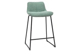 Miliboo Barhocker in blassgrünem Stoff mit Samteffekt und Metallfuß H65 cm (2er-Set) BOOST* Barhocker