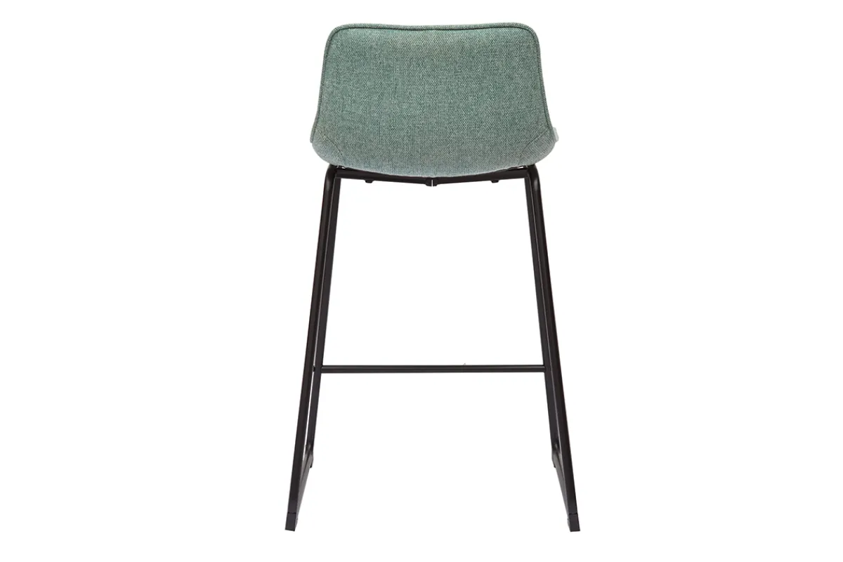Miliboo Barhocker in blassgrünem Stoff mit Samteffekt und Metallfuß H65 cm (2er-Set) BOOST* Barhocker