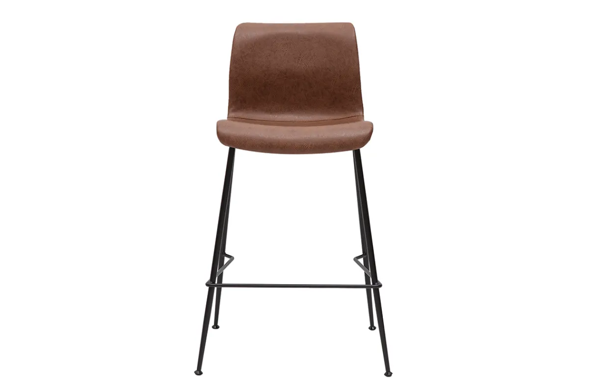 Miliboo Barhocker in braunem Antik-Look und schwarzes Metall H65 cm (2er Set) HAROLD* Barhocker