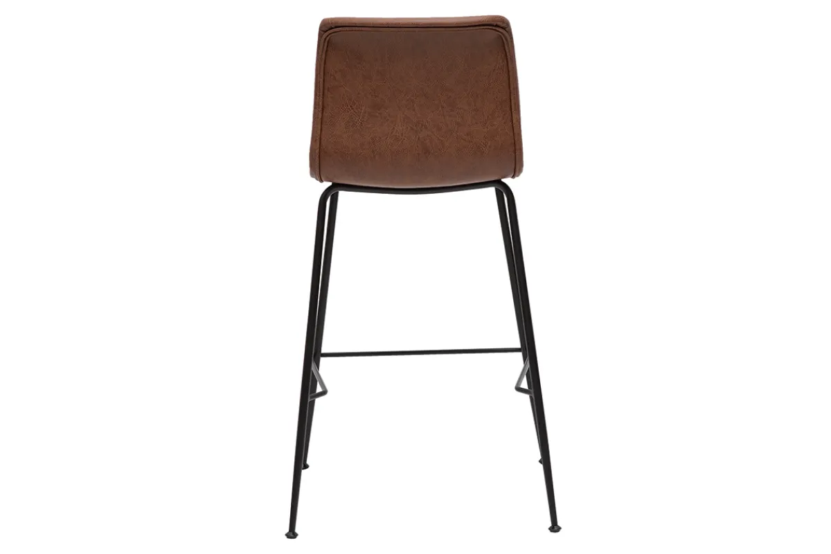 Miliboo Barhocker in braunem Antik-Look und schwarzes Metall H65 cm (2er Set) HAROLD* Barhocker