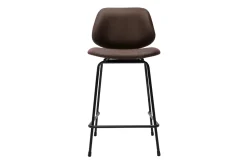 Miliboo Barhocker in braunem Antik-Look und schwarzes Metall H65 cm (2er Set) BARNET* Barhocker