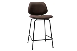 Miliboo Barhocker in braunem Antik-Look und schwarzes Metall H65 cm (2er Set) BARNET* Barhocker