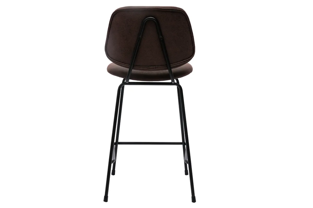 Miliboo Barhocker in braunem Antik-Look und schwarzes Metall H65 cm (2er Set) BARNET* Barhocker