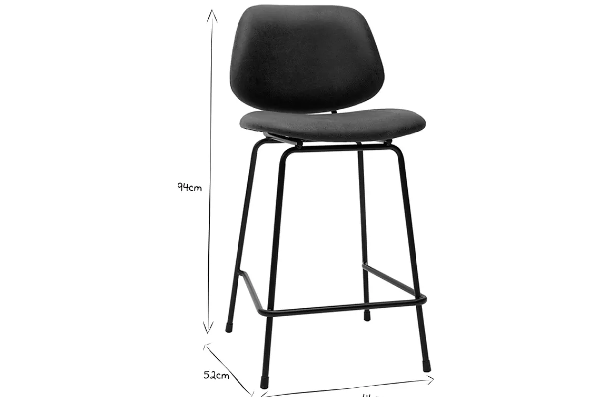 Miliboo Barhocker in braunem Antik-Look und schwarzes Metall H65 cm (2er Set) BARNET* Barhocker