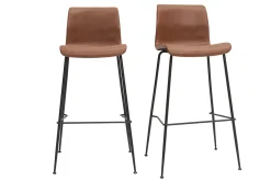 Miliboo Barhocker in braunem Antik-Look und schwarzes Metall H75 cm (2er-Set) HAROLD* Barhocker