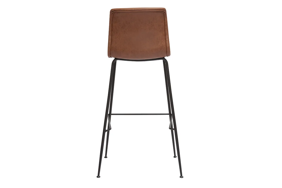 Miliboo Barhocker in braunem Antik-Look und schwarzes Metall H75 cm (2er-Set) HAROLD* Barhocker