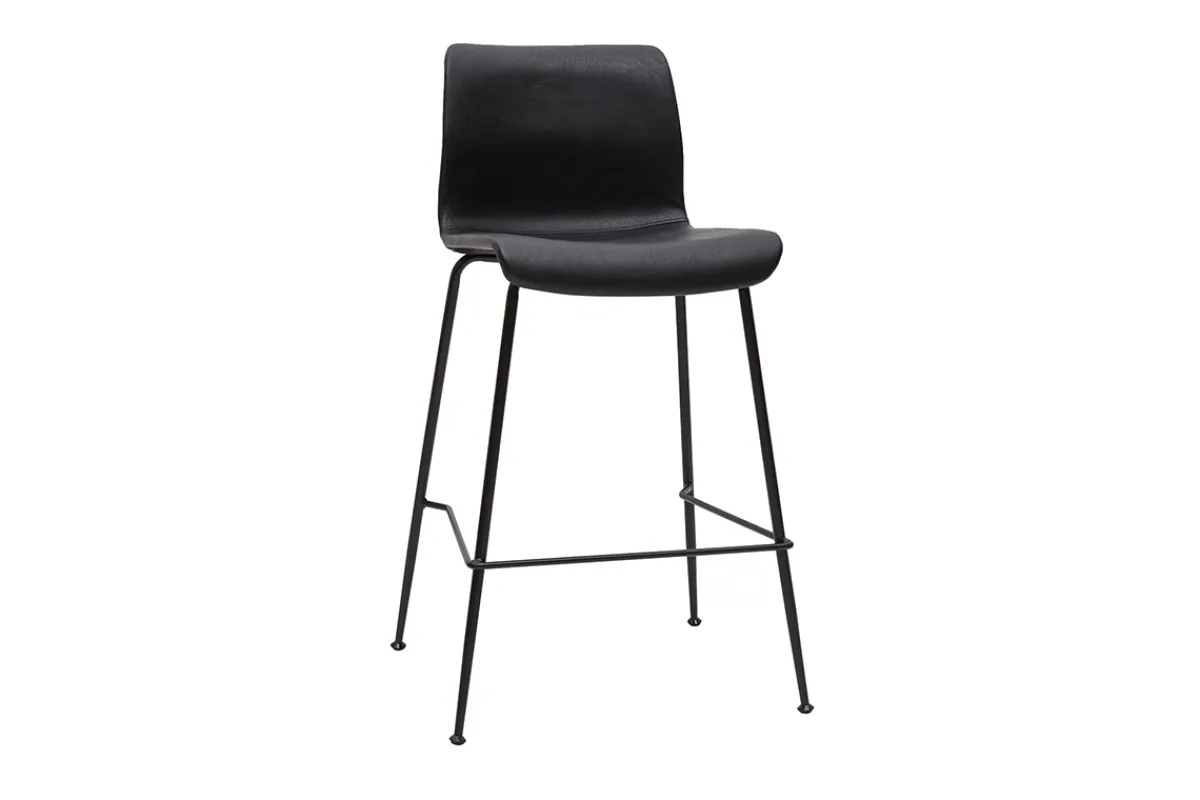 Miliboo Barhocker in schwarzem Antik-Look und schwarzes Metall H65 cm (2er Set) HAROLD* Barhocker