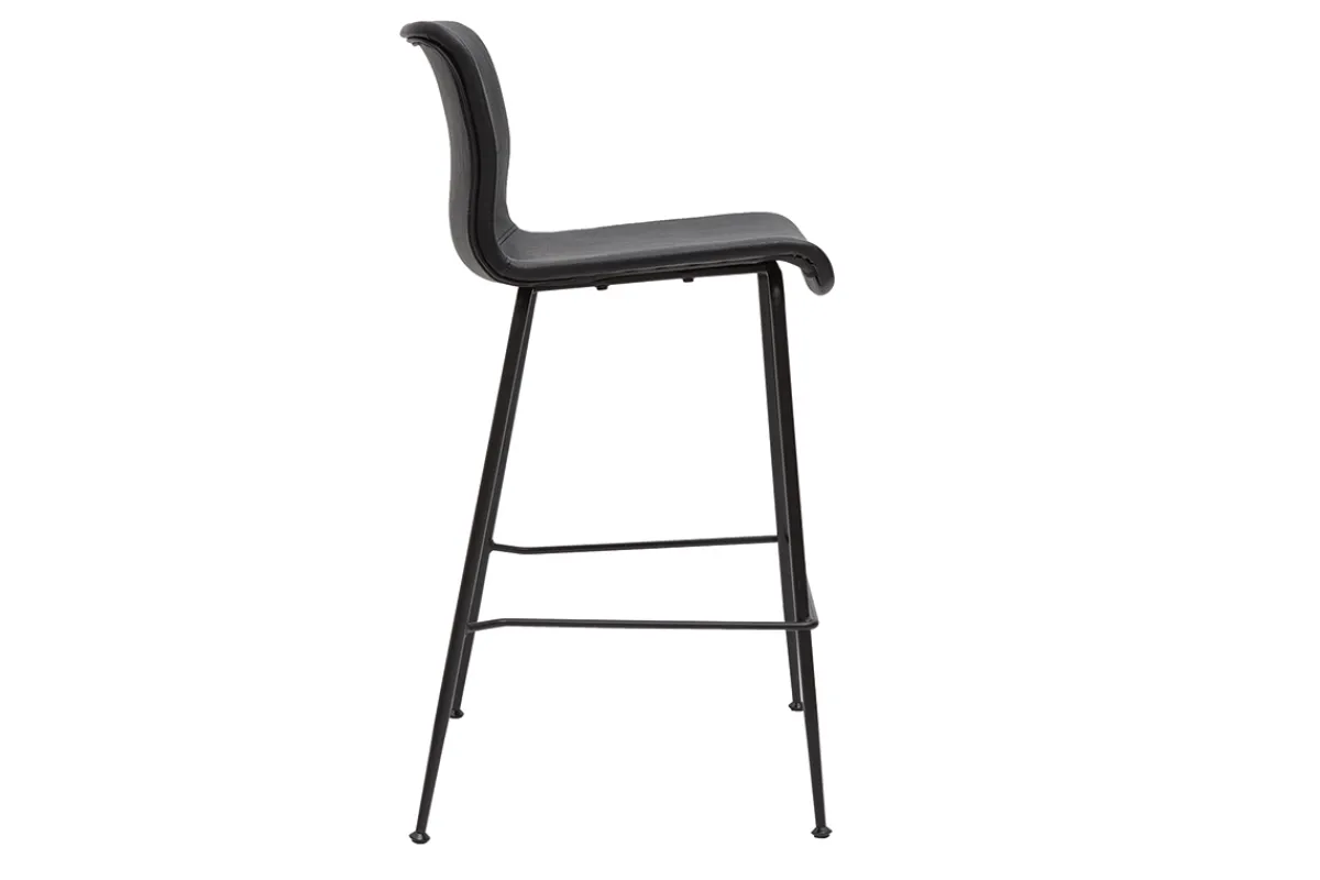 Miliboo Barhocker in schwarzem Antik-Look und schwarzes Metall H65 cm (2er Set) HAROLD* Barhocker