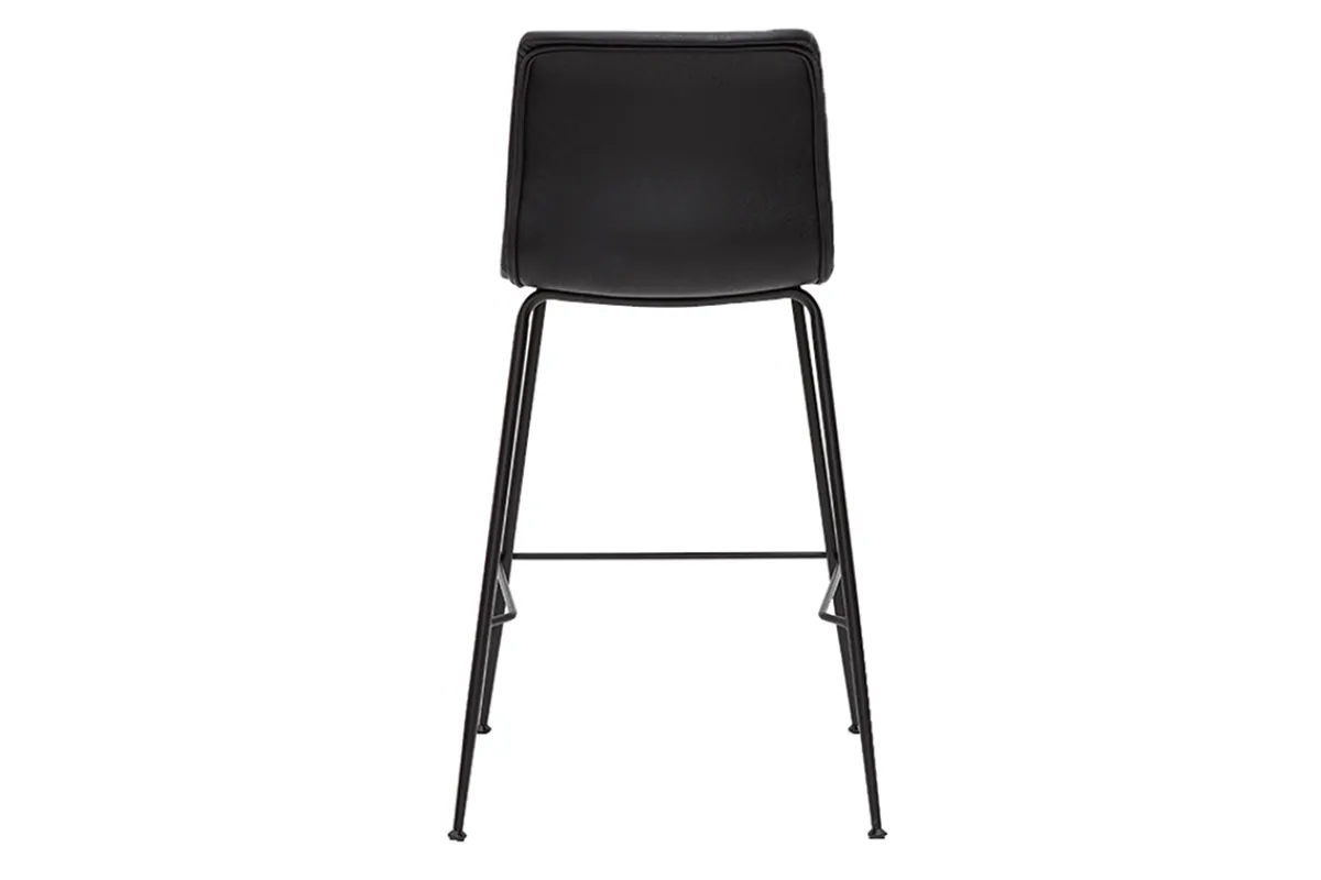 Miliboo Barhocker in schwarzem Antik-Look und schwarzes Metall H65 cm (2er Set) HAROLD* Barhocker