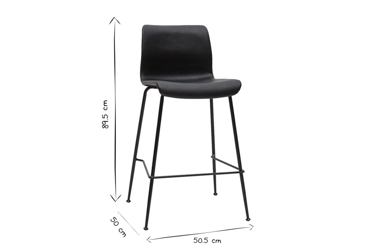 Miliboo Barhocker in schwarzem Antik-Look und schwarzes Metall H65 cm (2er Set) HAROLD* Barhocker