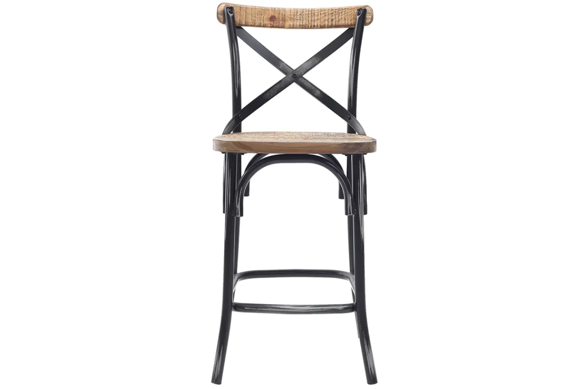 Miliboo Barhocker Industrie-Look aus Holz und Metall gealtert Schwarz 65 cm JAKE* Barhocker