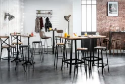 Miliboo Barhocker Industrie-Look aus Holz und Metall gealtert Schwarz 65 cm JAKE* Barhocker