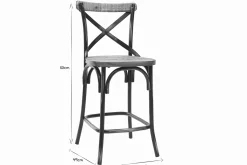 Miliboo Barhocker Industrie-Look aus Holz und Metall gealtert Schwarz 65 cm JAKE* Barhocker