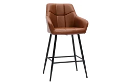 Miliboo Barhocker mit braun gepolsterter Sitzfläche und schwarzem Metall H65 cm (2er-Set) MONTERO* Barhocker