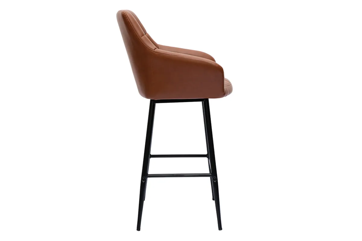 Miliboo Barhocker mit braun gepolsterter Sitzfläche und schwarzem Metall H65 cm (2er-Set) MONTERO* Barhocker