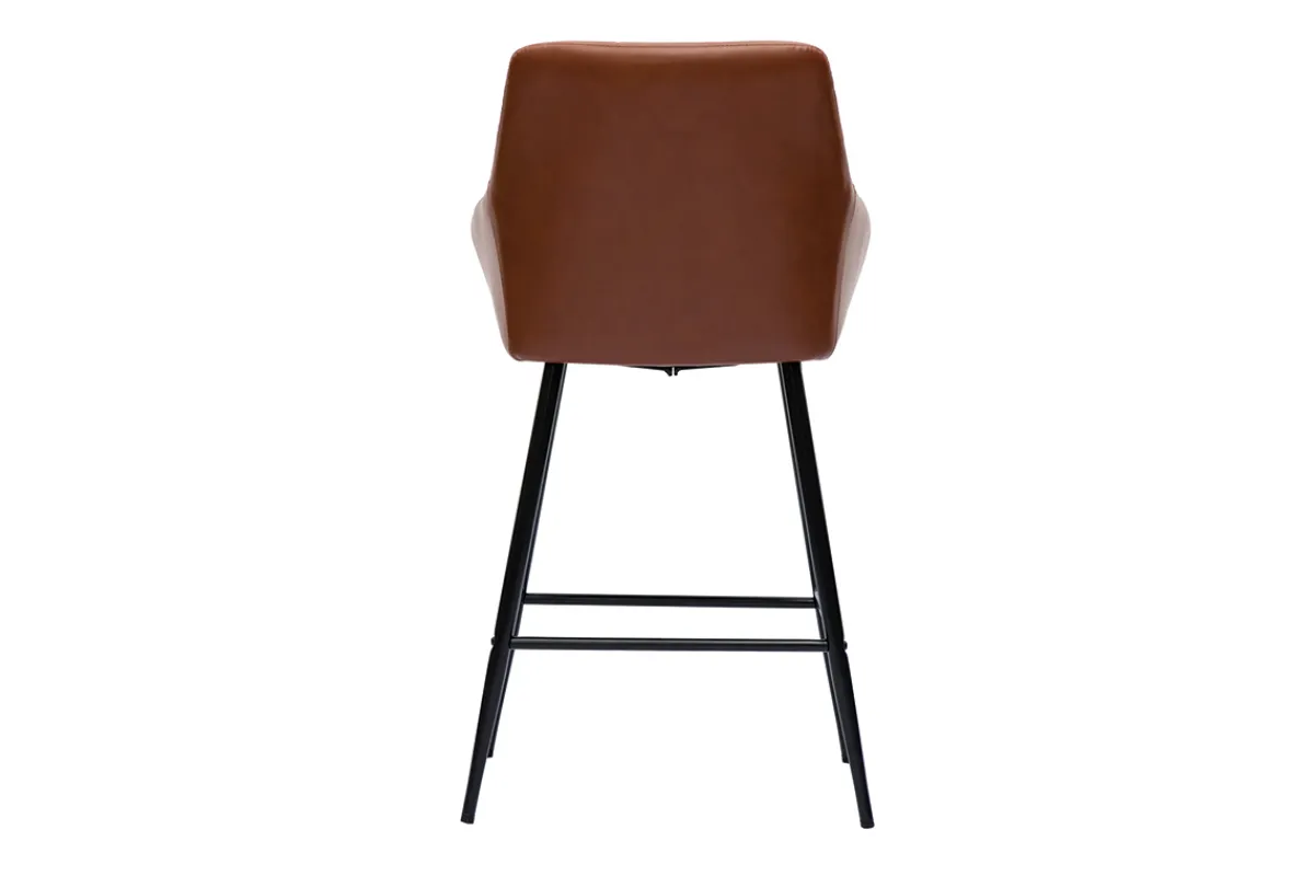 Miliboo Barhocker mit braun gepolsterter Sitzfläche und schwarzem Metall H65 cm (2er-Set) MONTERO* Barhocker