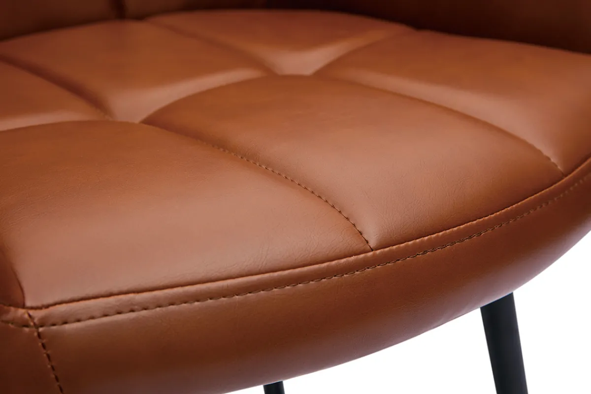 Miliboo Barhocker mit braun gepolsterter Sitzfläche und schwarzem Metall H65 cm (2er-Set) MONTERO* Barhocker