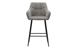 Miliboo Barhocker mit gepolsterten Sitzen aus Stoff mit Samteffekt, grau meliert, schwarzes Metall H65 cm (2er-Set) MONTERO* Barhocker