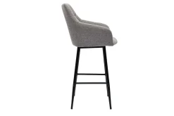 Miliboo Barhocker mit gepolsterten Sitzen aus Stoff mit Samteffekt, grau meliert, schwarzes Metall H65 cm (2er-Set) MONTERO* Barhocker