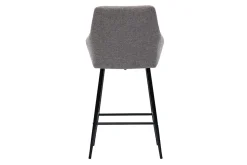 Miliboo Barhocker mit gepolsterten Sitzen aus Stoff mit Samteffekt, grau meliert, schwarzes Metall H65 cm (2er-Set) MONTERO* Barhocker