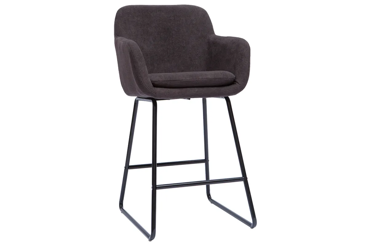 Miliboo Barhocker mit Samteffekt dunkelgrau H65 cm (2er-Set) AMIKA* Barhocker