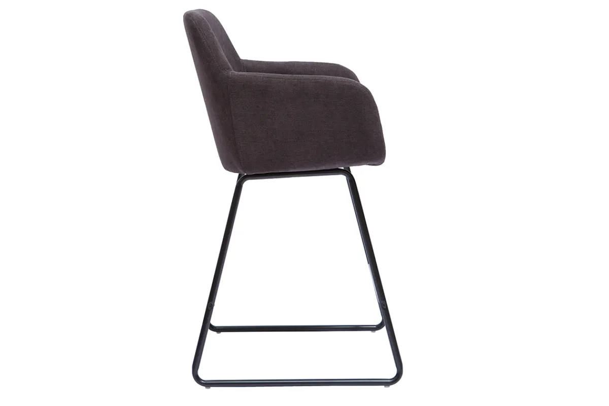 Miliboo Barhocker mit Samteffekt dunkelgrau H65 cm (2er-Set) AMIKA* Barhocker
