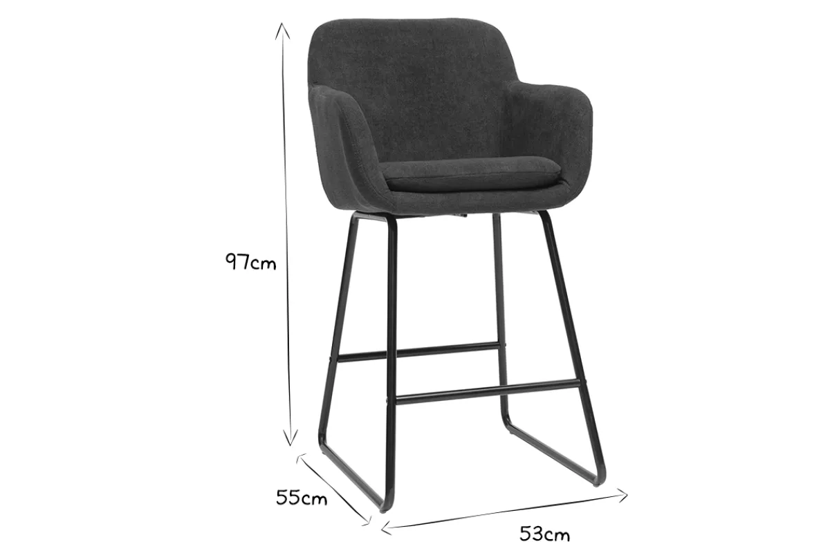 Miliboo Barhocker mit Samteffekt dunkelgrau H65 cm (2er-Set) AMIKA* Barhocker