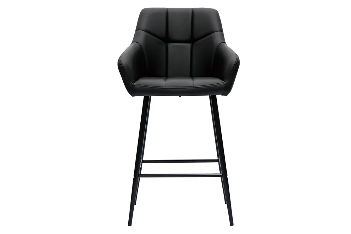 Miliboo Barhocker mit schwarz gepolsterter Sitzfläche und schwarzem Metall H65 cm (2er-Set) MONTERO* Barhocker