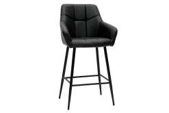 Miliboo Barhocker mit schwarz gepolsterter Sitzfläche und schwarzem Metall H65 cm (2er-Set) MONTERO* Barhocker