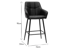 Miliboo Barhocker mit schwarz gepolsterter Sitzfläche und schwarzem Metall H65 cm (2er-Set) MONTERO* Barhocker