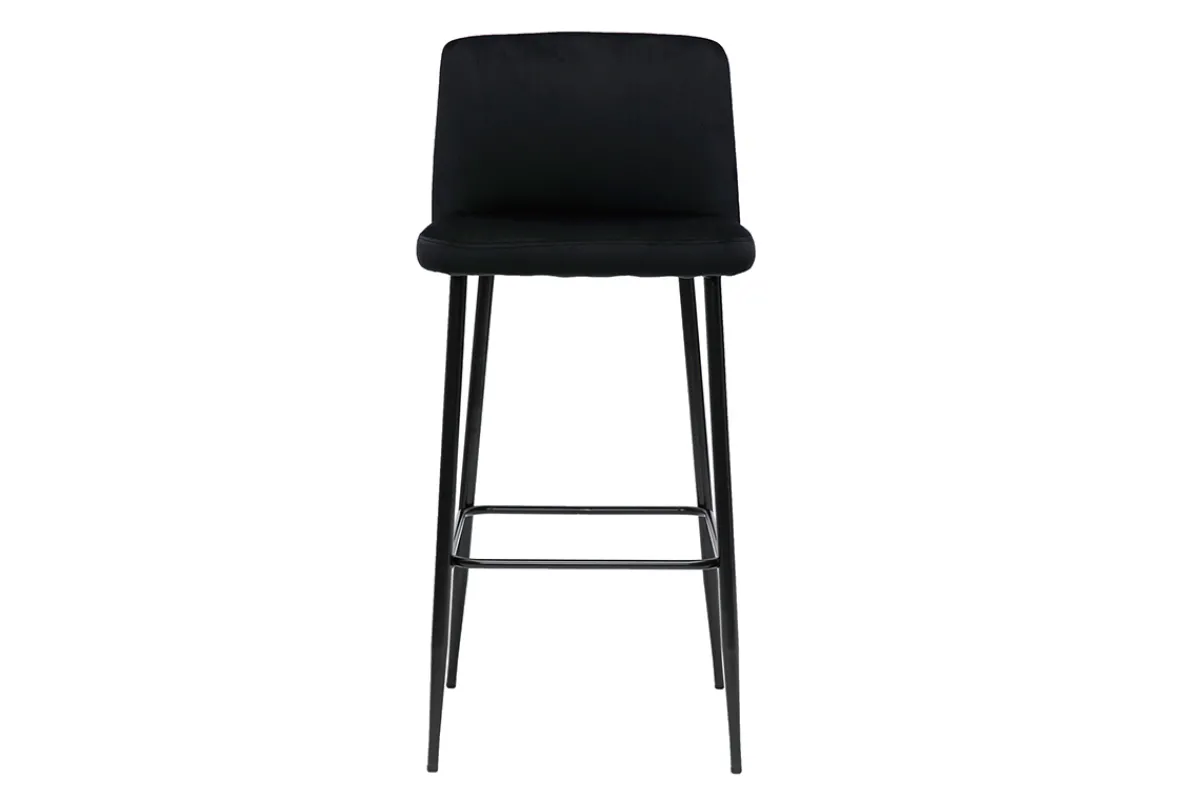 Miliboo Barhocker schwarzer Samt und Füße aus schwarzem Metall H75 cm MONTI* Barhocker