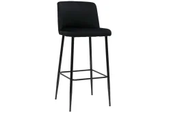 Miliboo Barhocker schwarzer Samt und Füße aus schwarzem Metall H75 cm MONTI* Barhocker