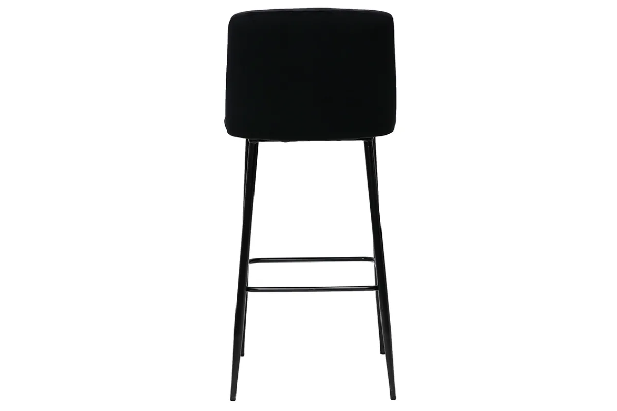 Miliboo Barhocker schwarzer Samt und Füße aus schwarzem Metall H75 cm MONTI* Barhocker