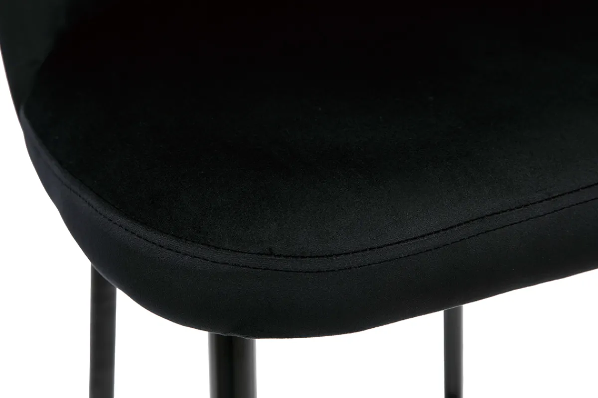 Miliboo Barhocker schwarzer Samt und Füße aus schwarzem Metall H75 cm MONTI* Barhocker