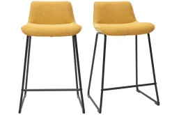 Miliboo Barhocker senfgelber Stoff mit Samteffekt und Metall H65 cm (2er-Set) BOOST* Barhocker