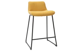 Miliboo Barhocker senfgelber Stoff mit Samteffekt und Metall H65 cm (2er-Set) BOOST* Barhocker