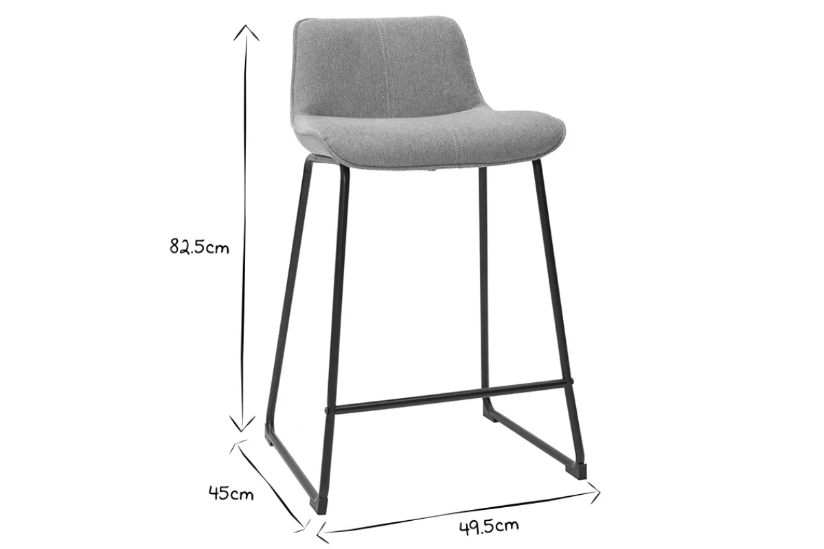 Miliboo Barhocker senfgelber Stoff mit Samteffekt und Metall H65 cm (2er-Set) BOOST* Barhocker