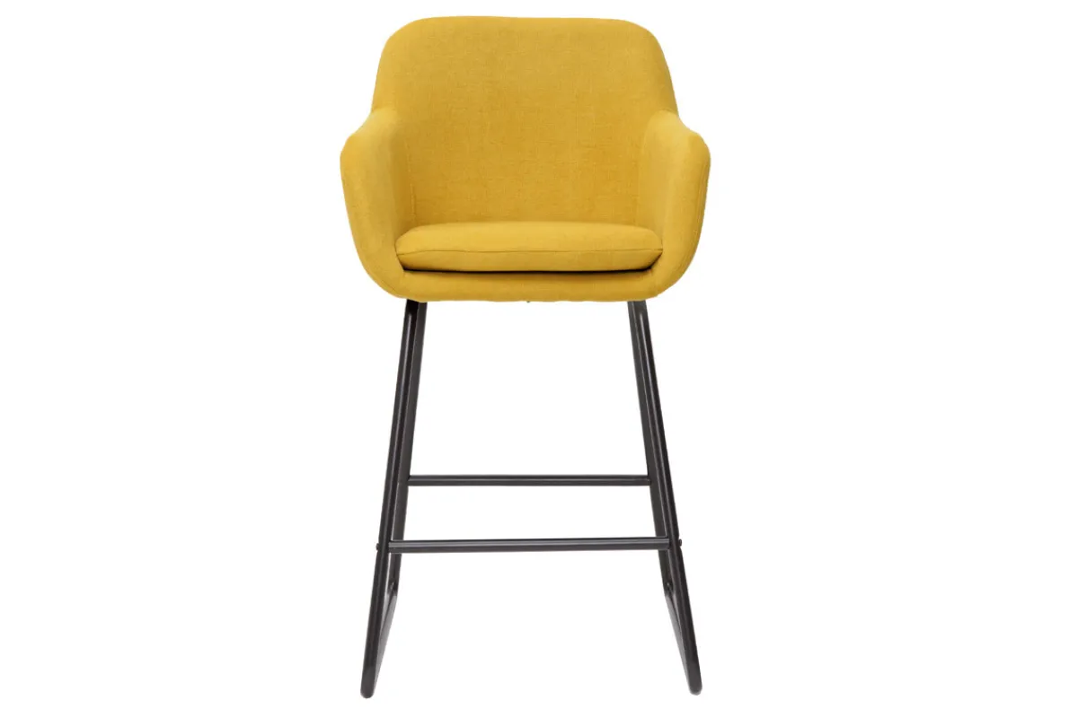 Miliboo Barhocker senfgelber Stoff mit Samteffekt H65cm (2er-Set) AMIKA* Barhocker
