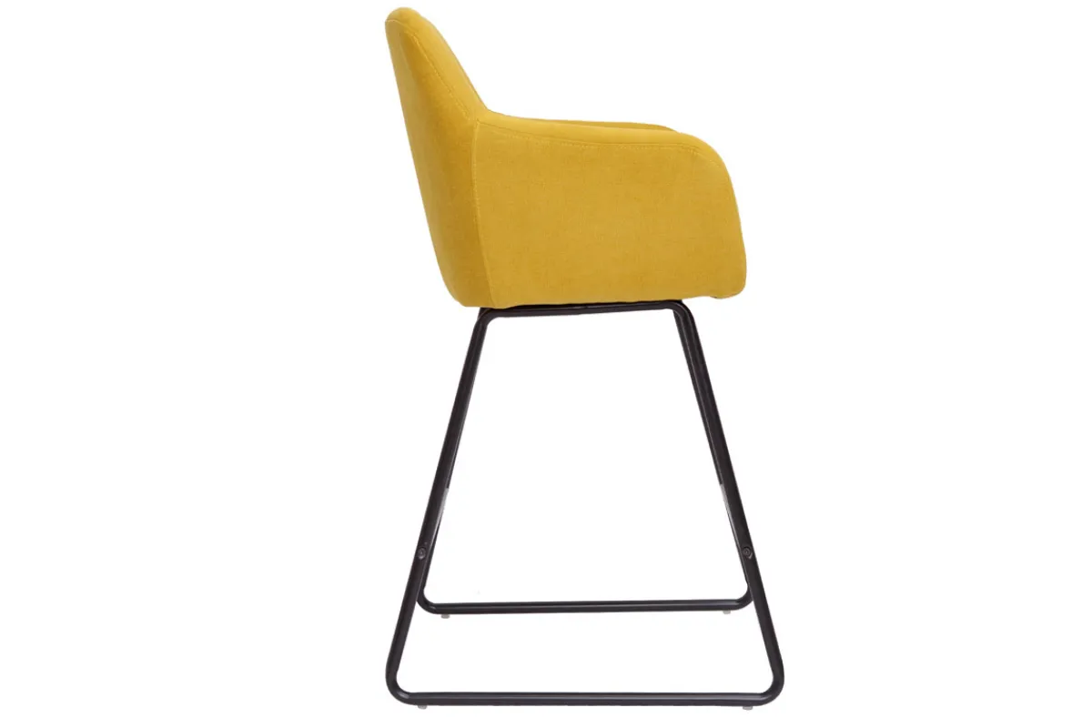 Miliboo Barhocker senfgelber Stoff mit Samteffekt H65cm (2er-Set) AMIKA* Barhocker