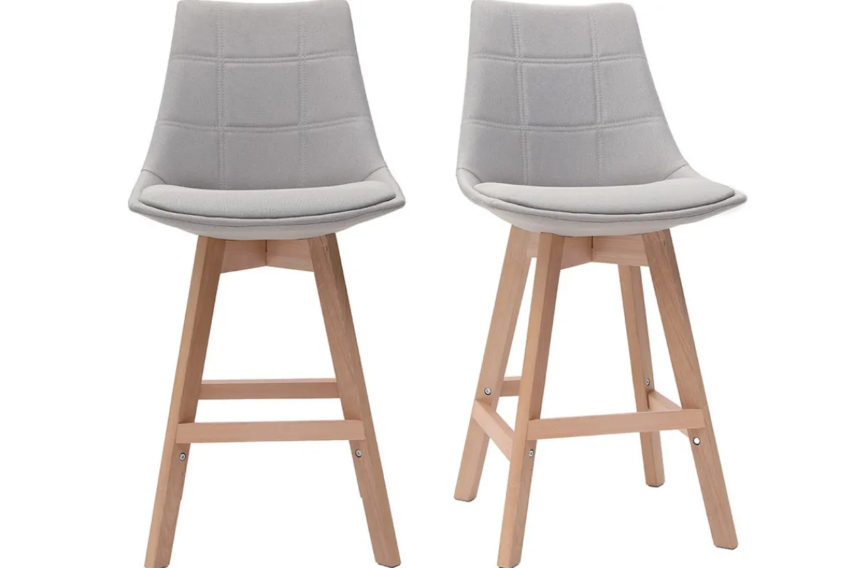 Miliboo Barhocker skandinavisch Hellgrau 65 cm (2er-Set) MATILDE* Barhocker