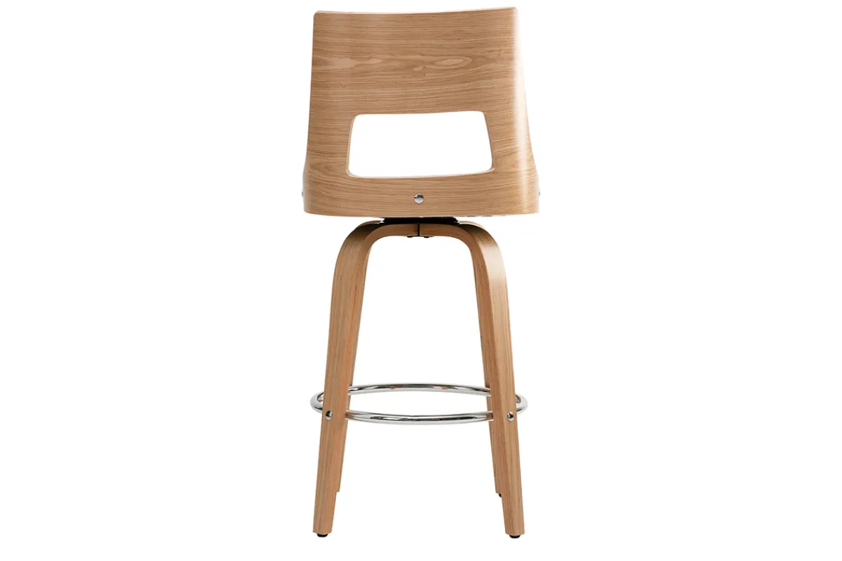 Miliboo Barhocker skandinavisch Weiß helles Holz GARBO* Barhocker