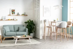 Miliboo Barhocker skandinavisch Weiß und Holz 75 cm 2er-Set LEENA* Barhocker