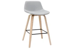 Miliboo Barhocker skandinavisches Design hellgrau und Holz H65 cm (2er-Set) NONIE* Barhocker