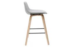 Miliboo Barhocker skandinavisches Design hellgrau und Holz H65 cm (2er-Set) NONIE* Barhocker