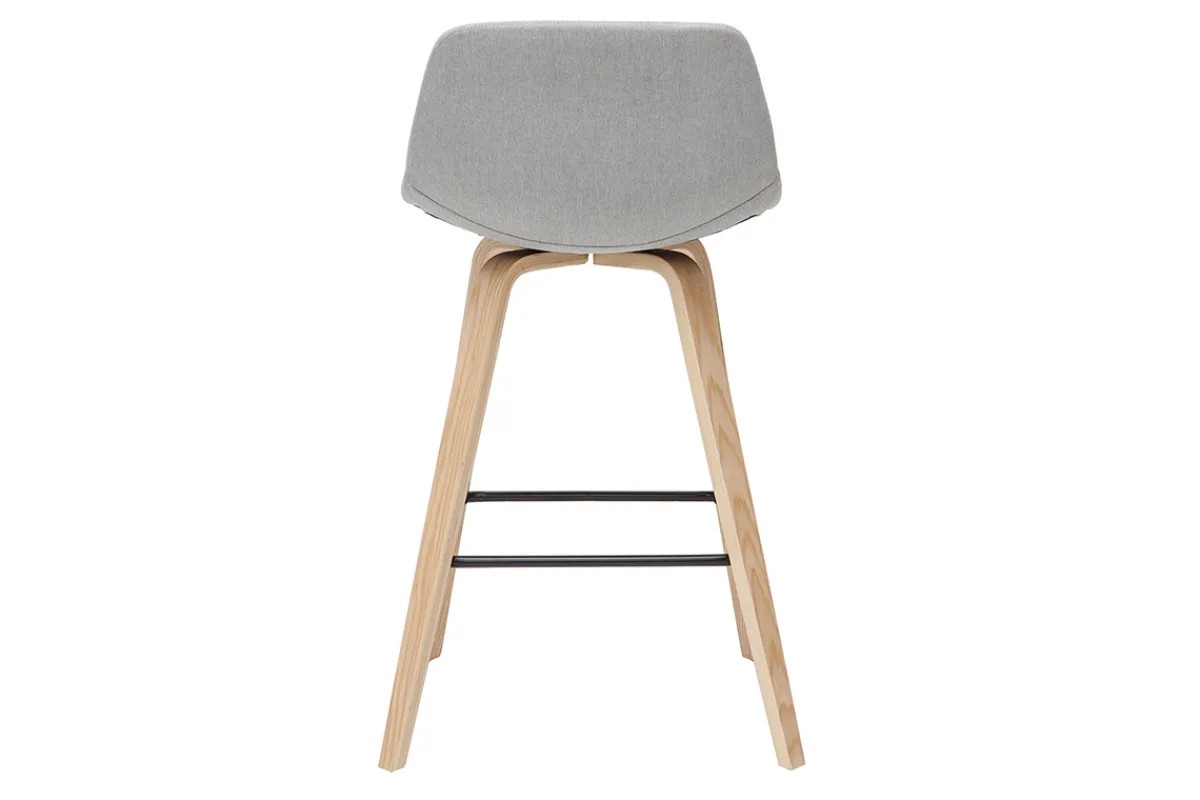 Miliboo Barhocker skandinavisches Design hellgrau und Holz H65 cm (2er-Set) NONIE* Barhocker