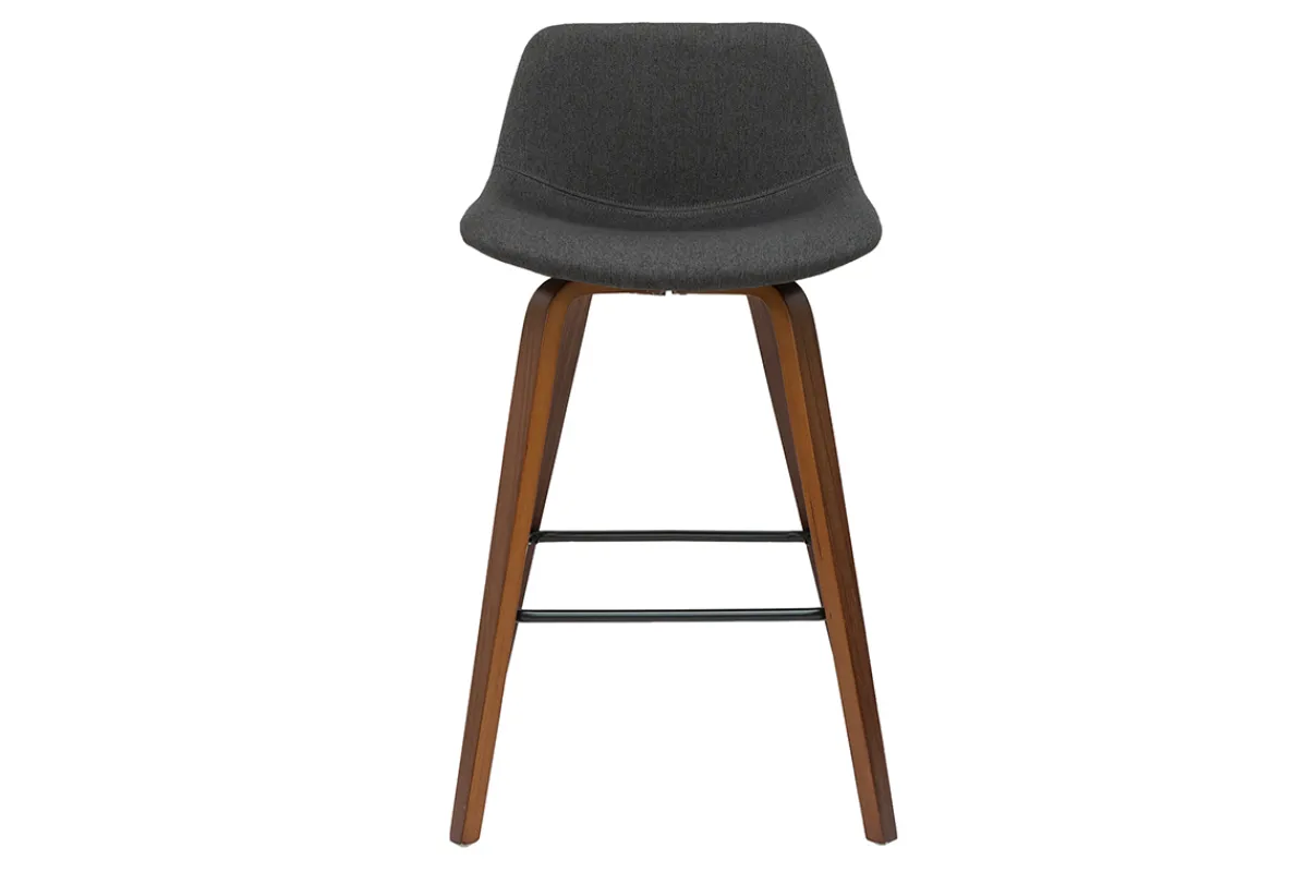 Miliboo Barhocker skandinavisches Design dunkelgrau und Holz H65 cm (2er-Set) NONIE* Barhocker